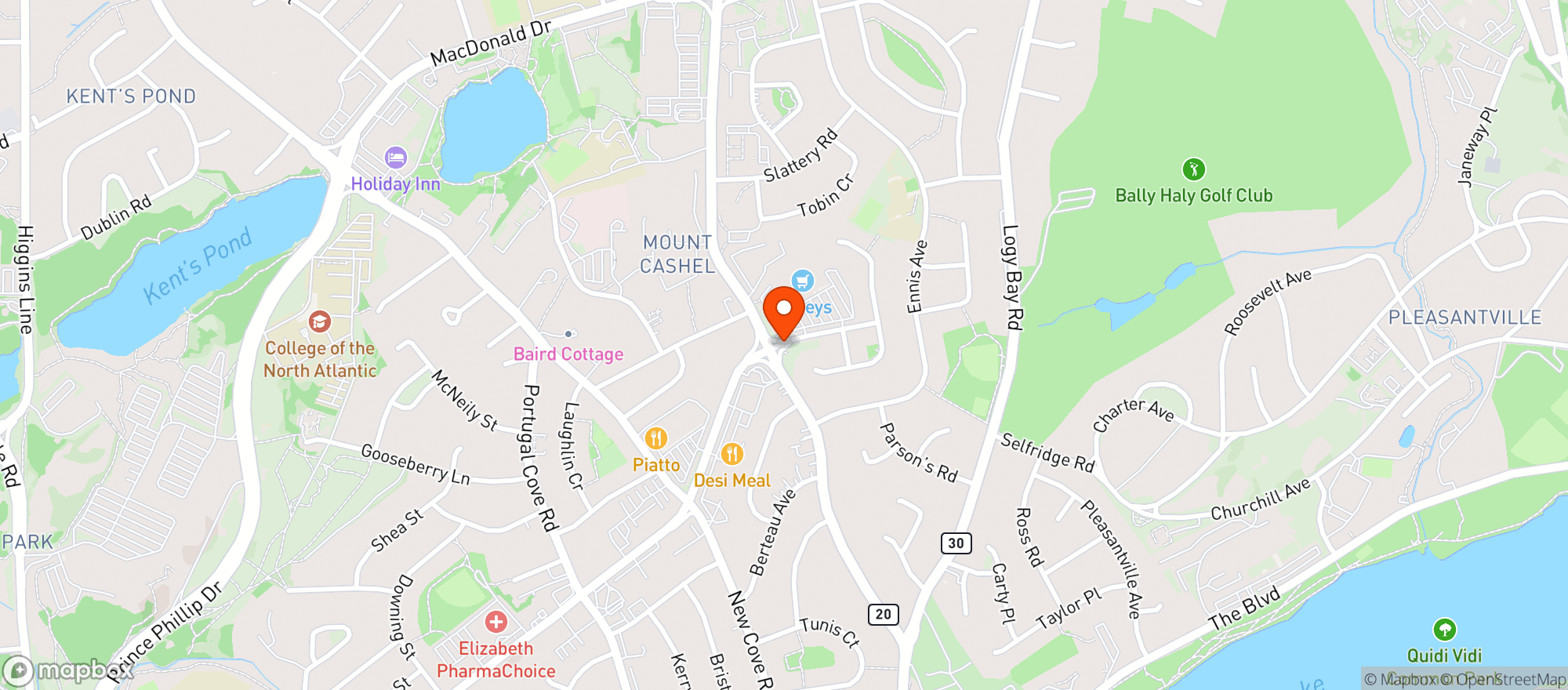 Map showing Sobeys #0744 St.john's