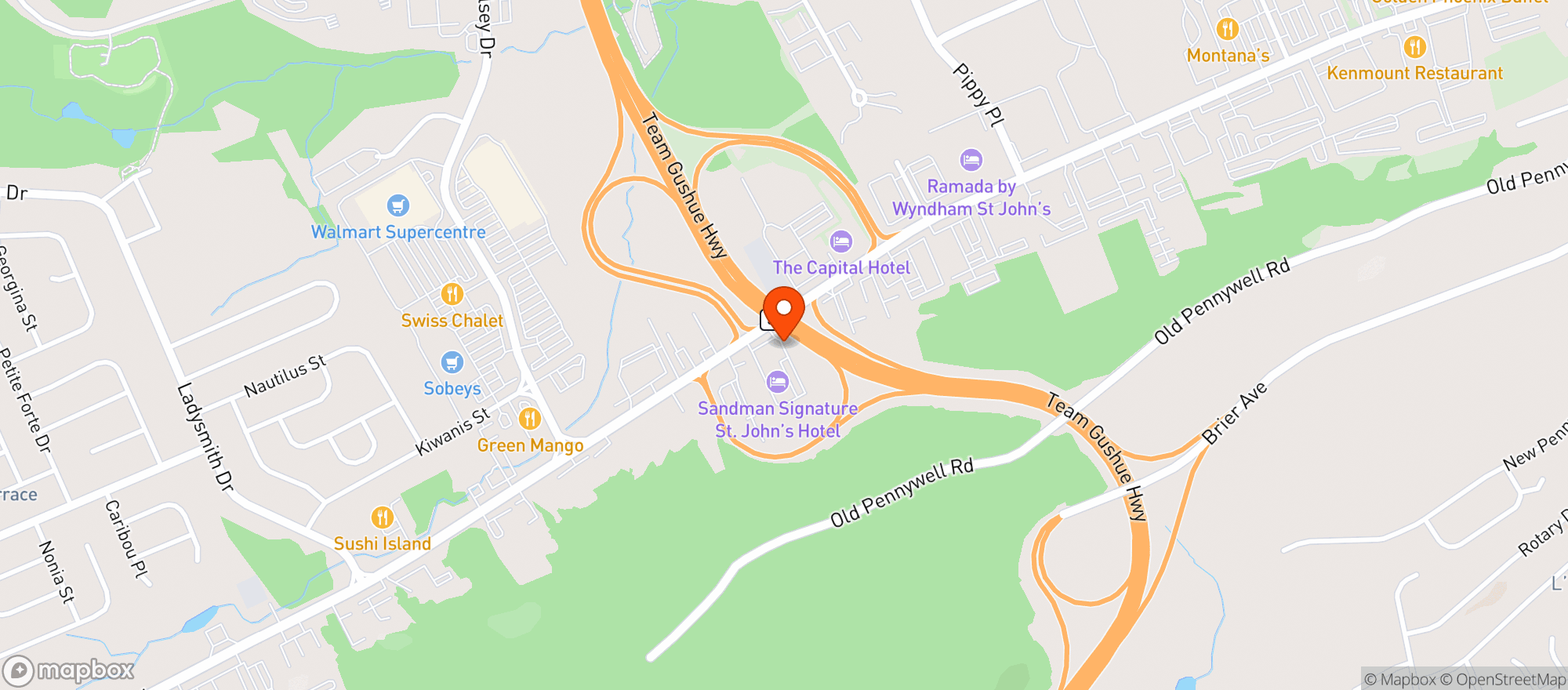 Map showing Moxies St. John's