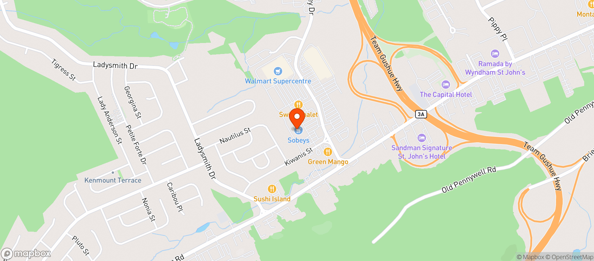 Map showing Sobeys #0681 St John's