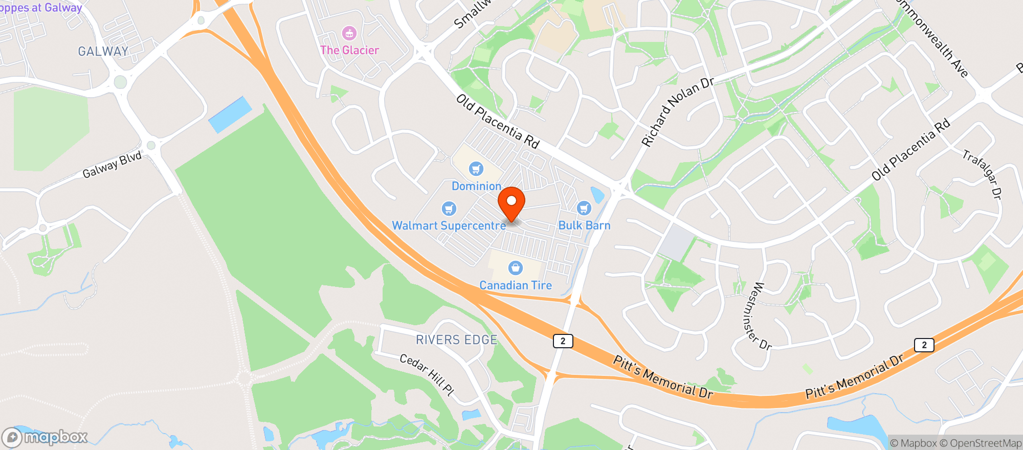 Map showing Walmart Mount Pearl, Nl
