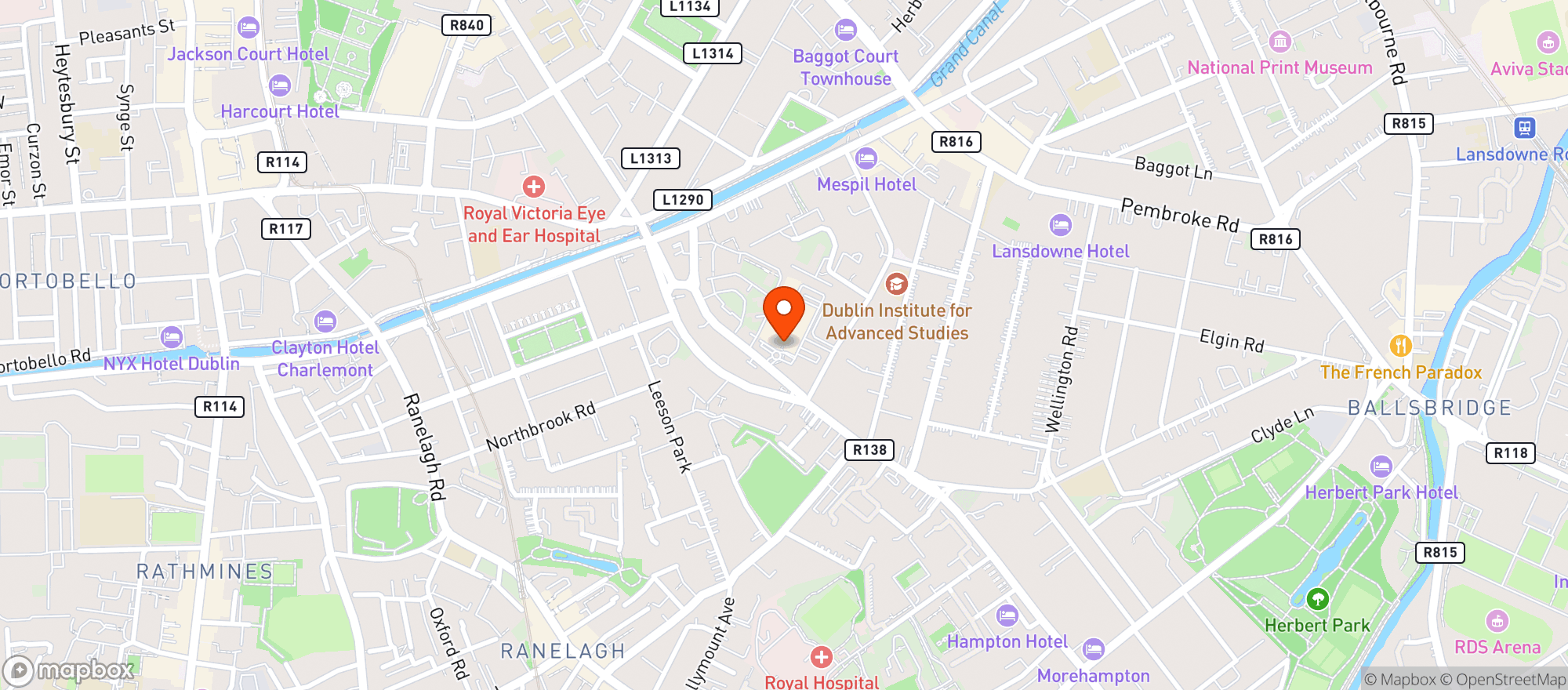 Map showing Clayton Hotel - Burlington Road