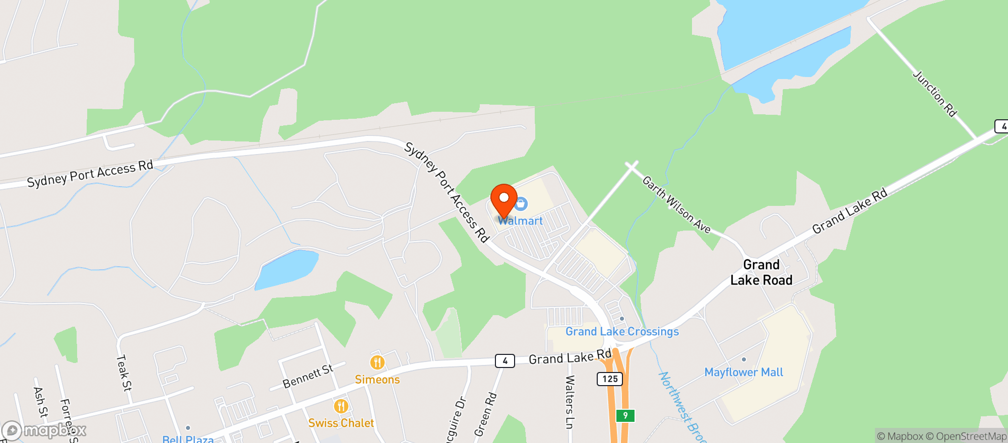 Map showing Walmart Sydney Nova Scotia