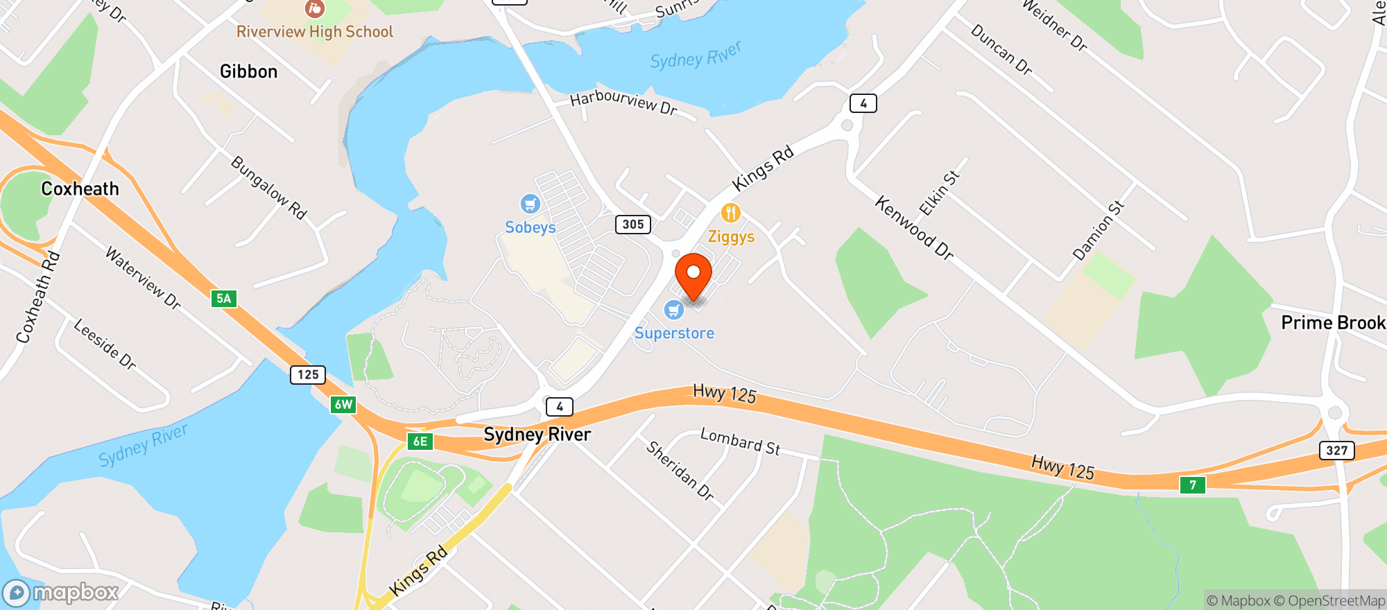 Map showing Atlantic Superstore