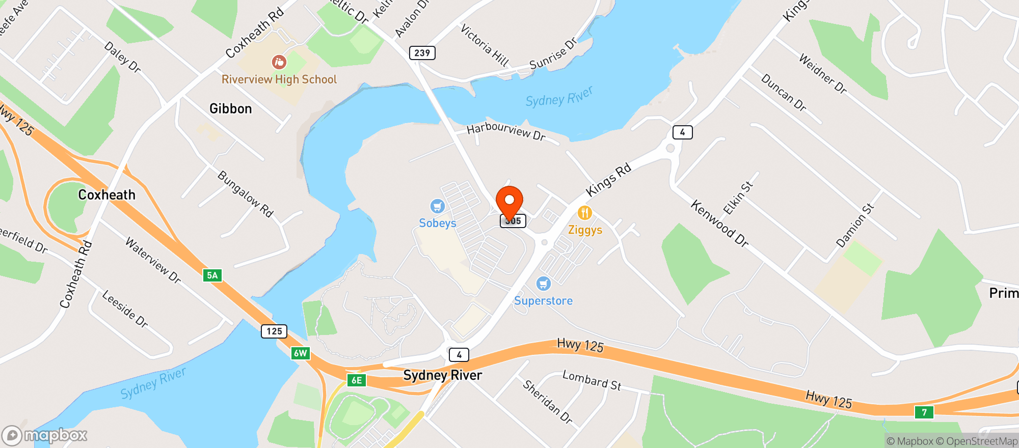 Map showing Sobeys