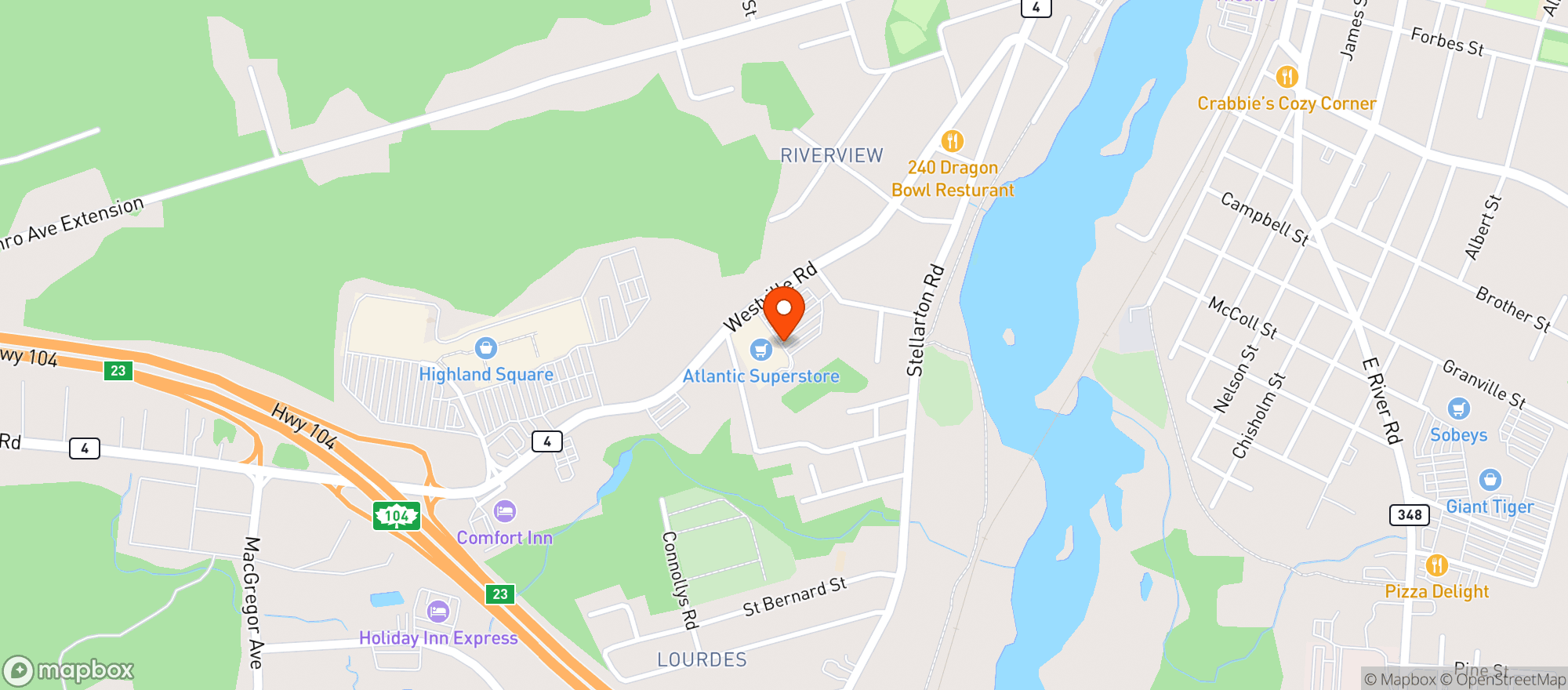 Map showing Atlantic Superstore