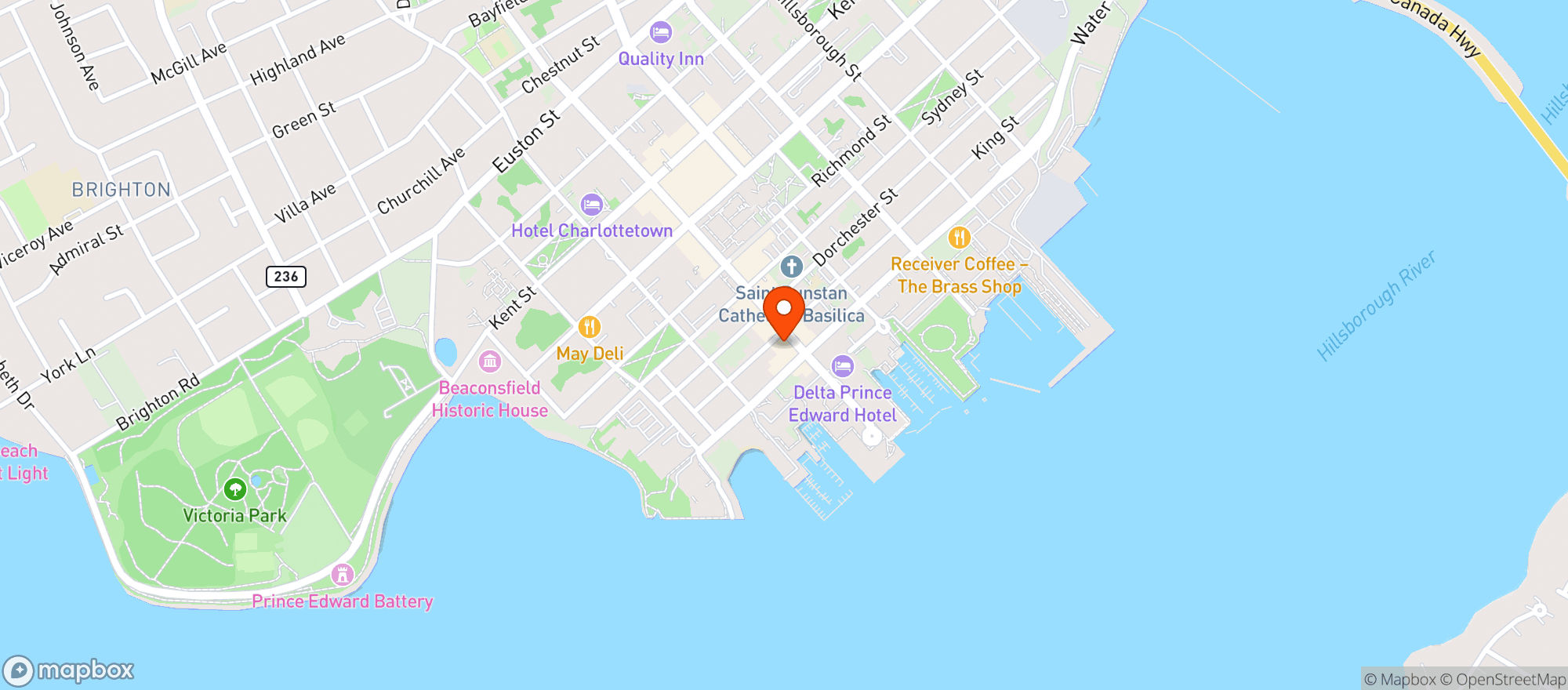 Map showing Piatto Pizzeria + Enoteca