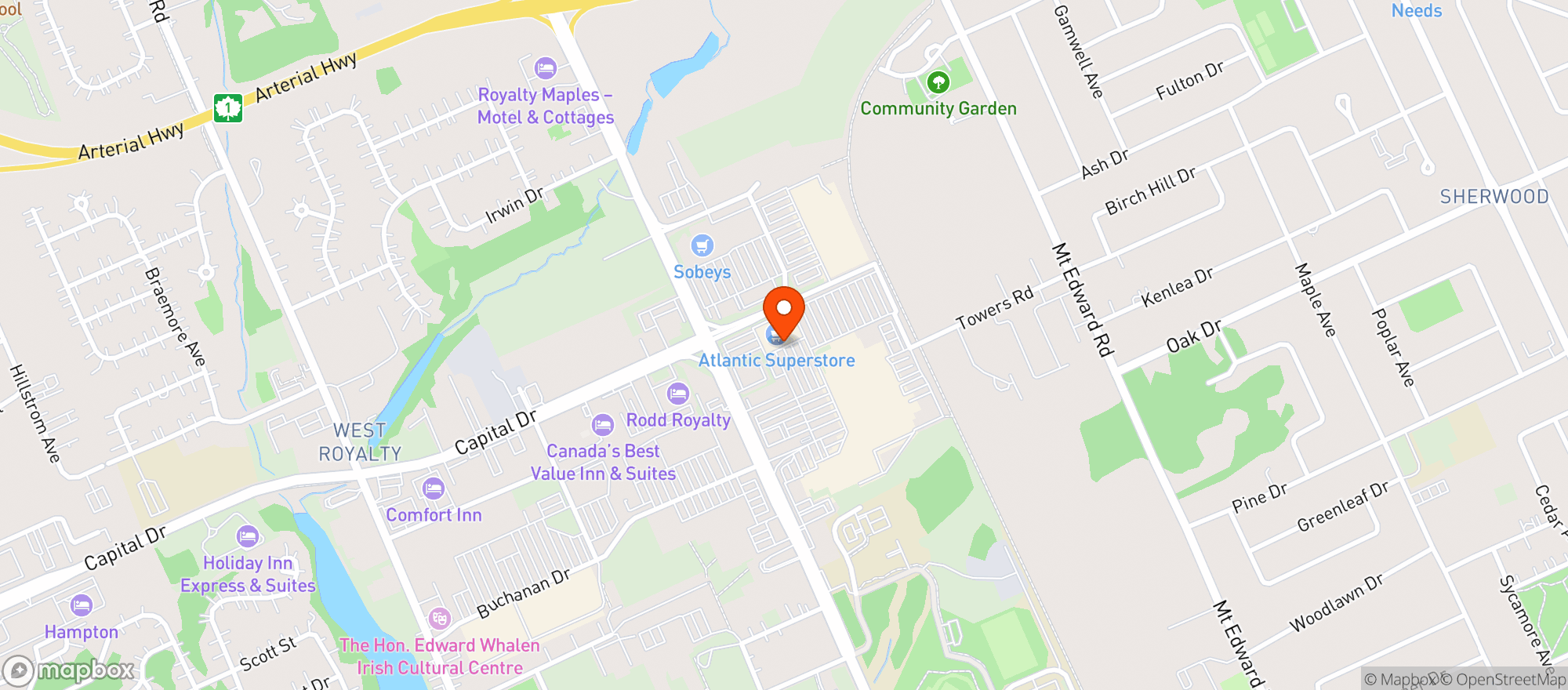 Map showing Atlantic Superstore
