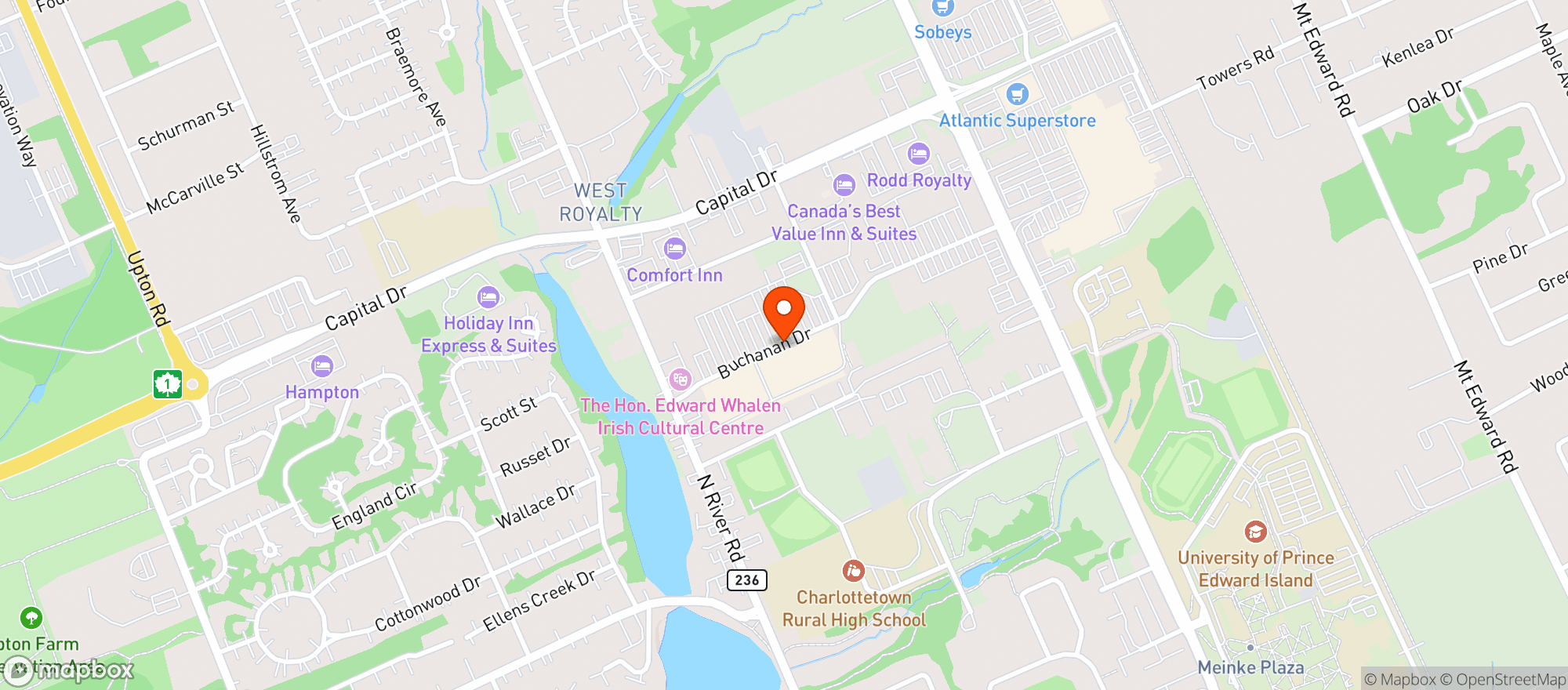 Map showing Walmart Charlottetown, Pei