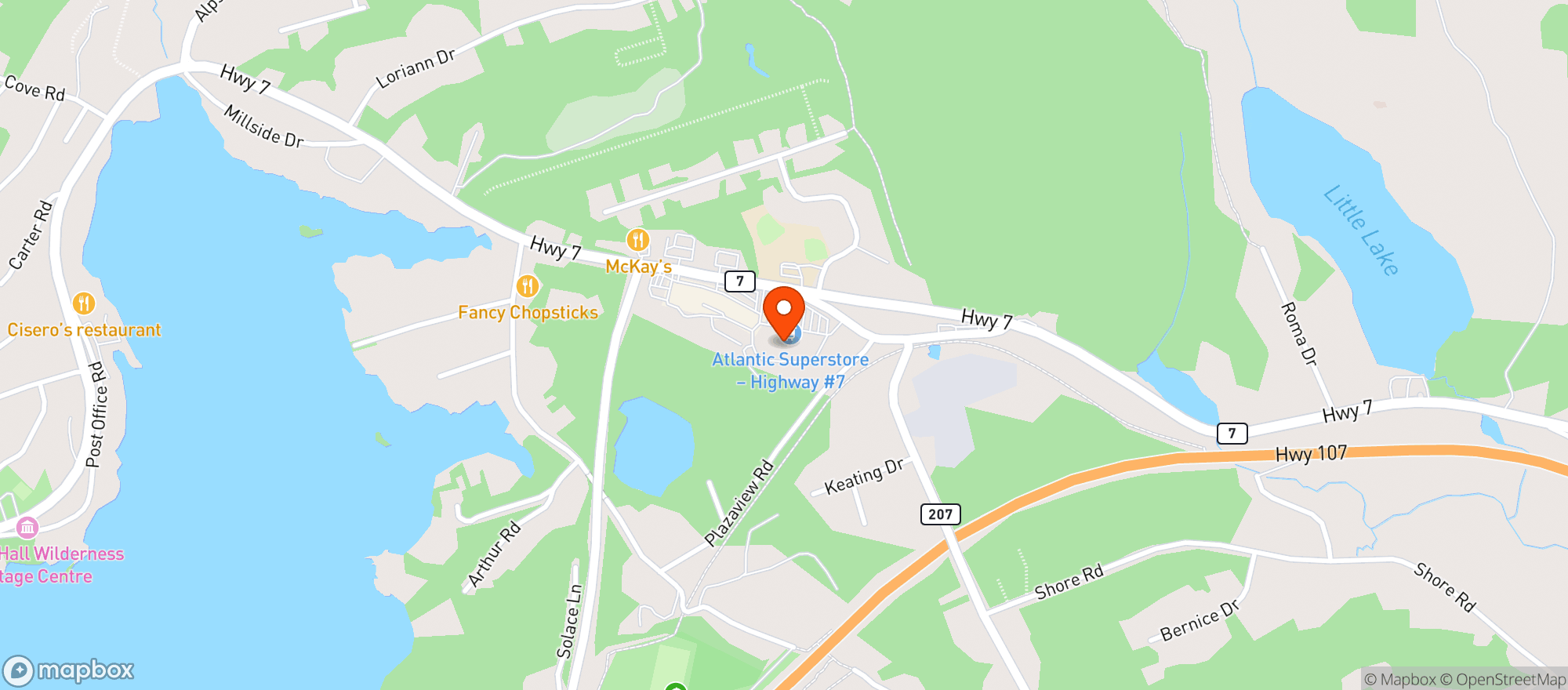 Map showing Atlantic Superstore