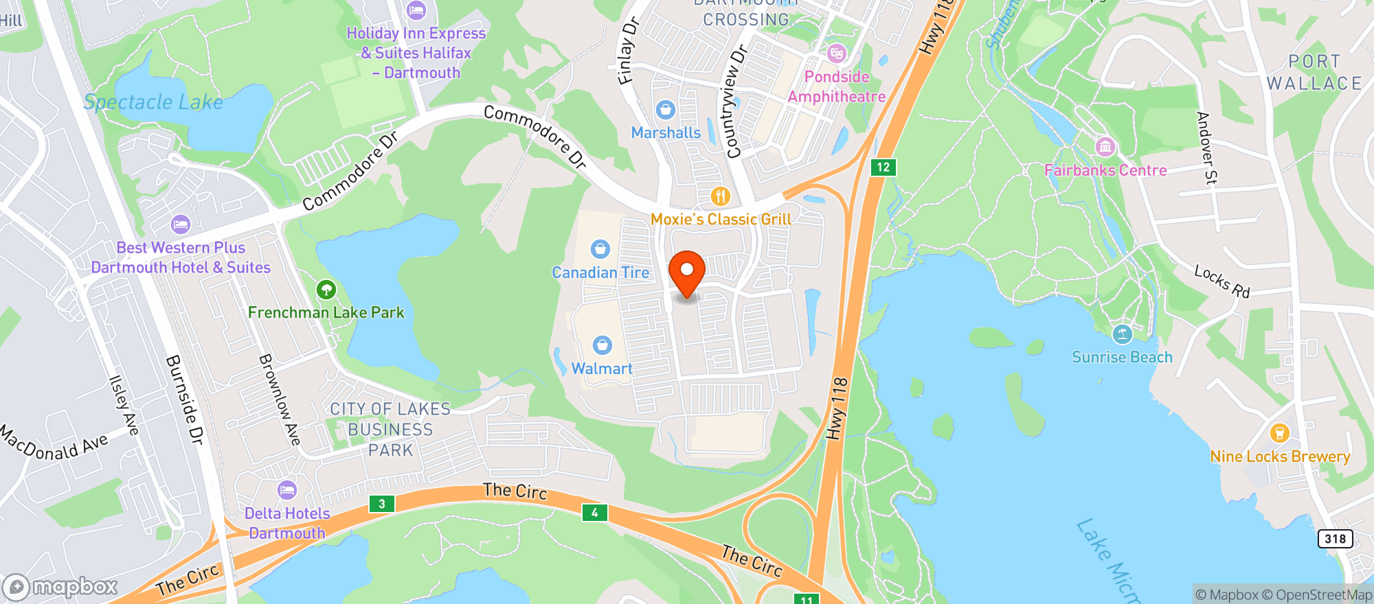 Map showing Staples