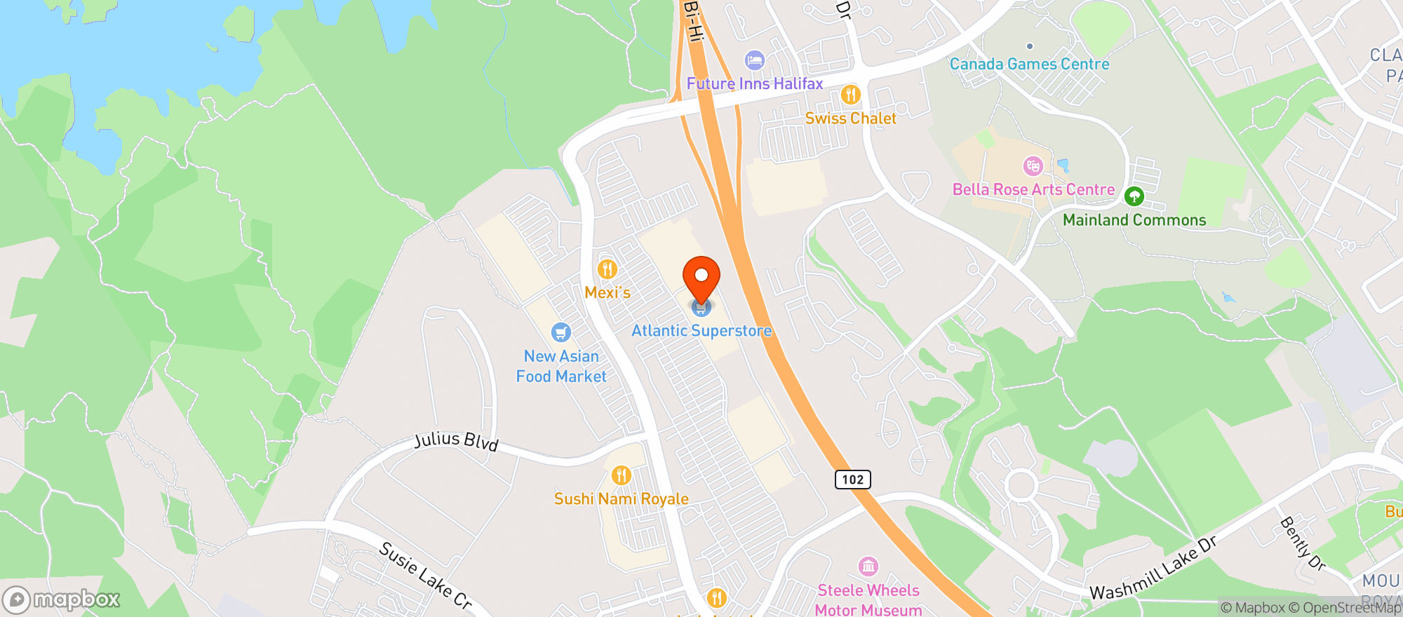 Map showing Atlantic Superstore