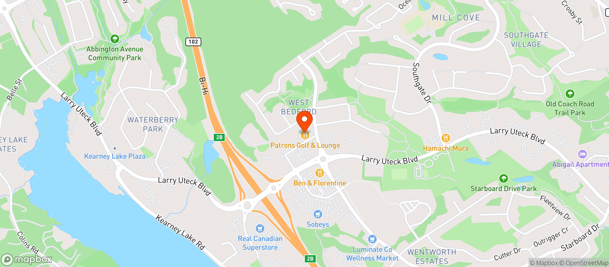 Map showing Hey Babe Restaurant & Sports Bar