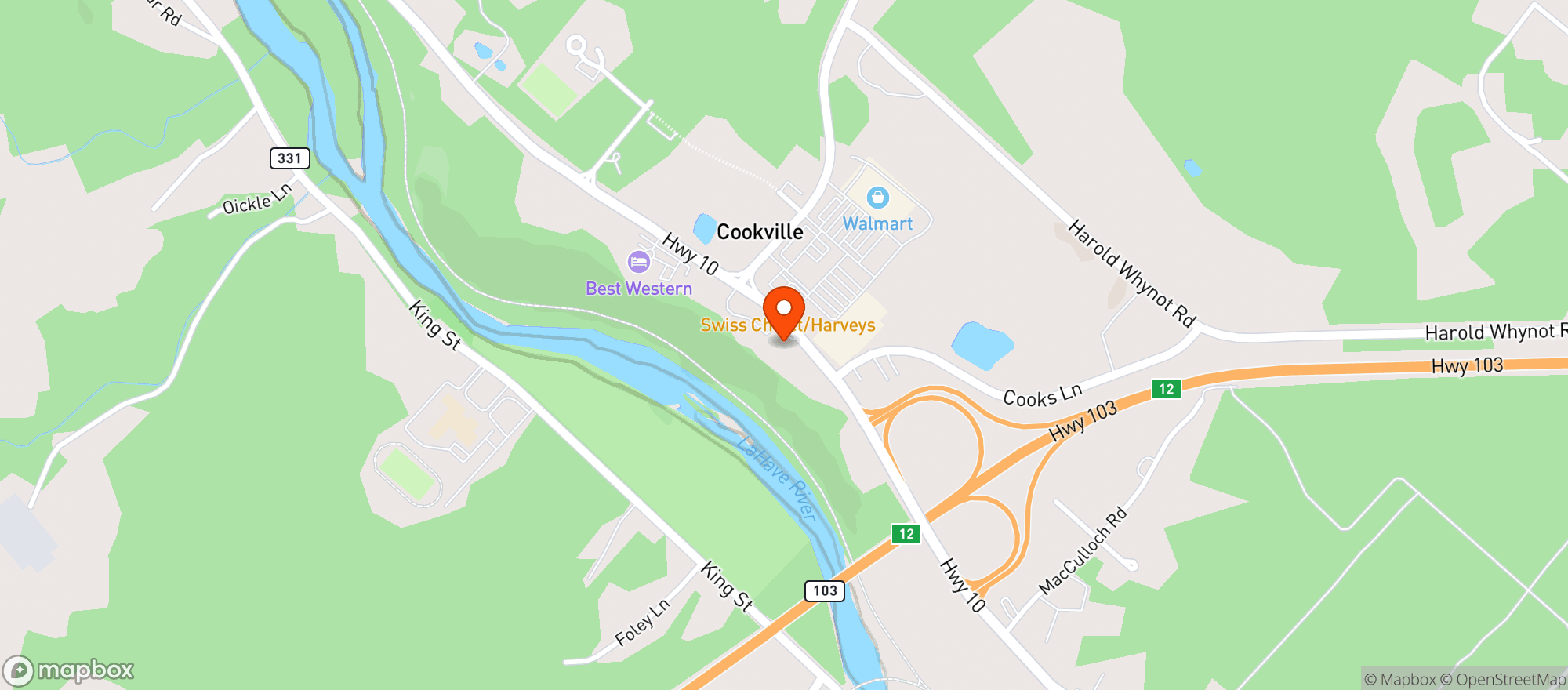 Map showing Staples