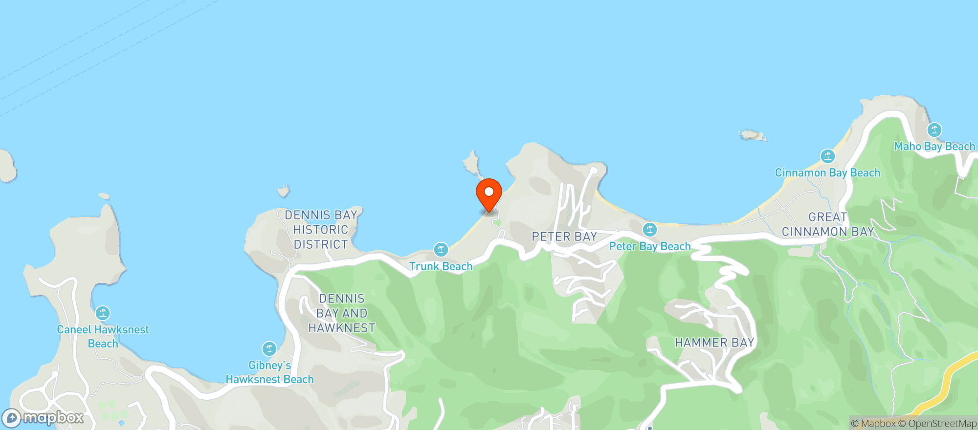 Map showing Trunk Bay