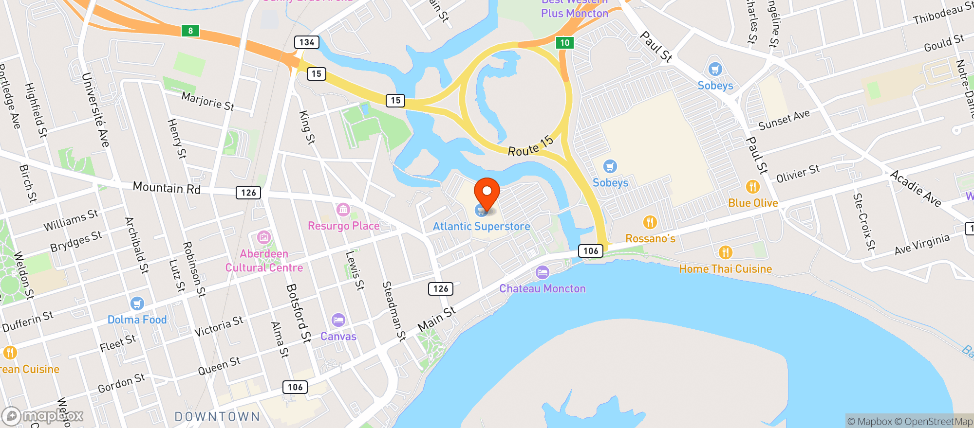 Map showing Atlantic Superstore