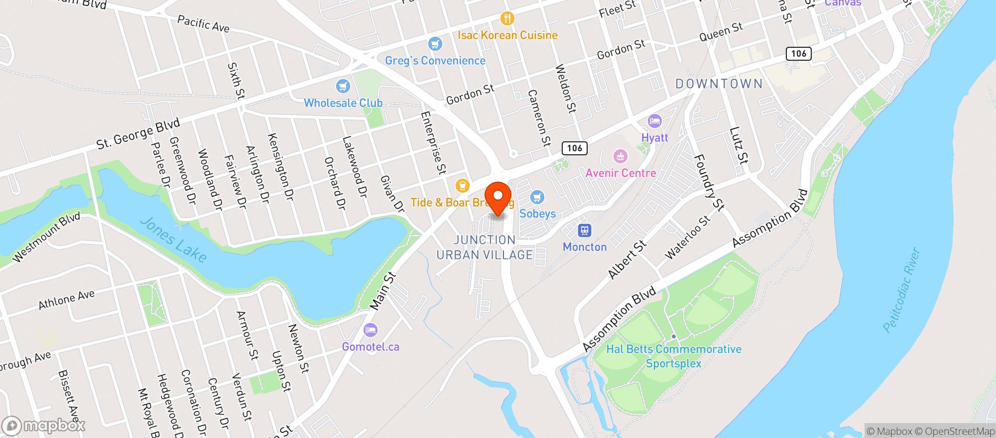 Map showing The Wellness Exchange (Moncton)