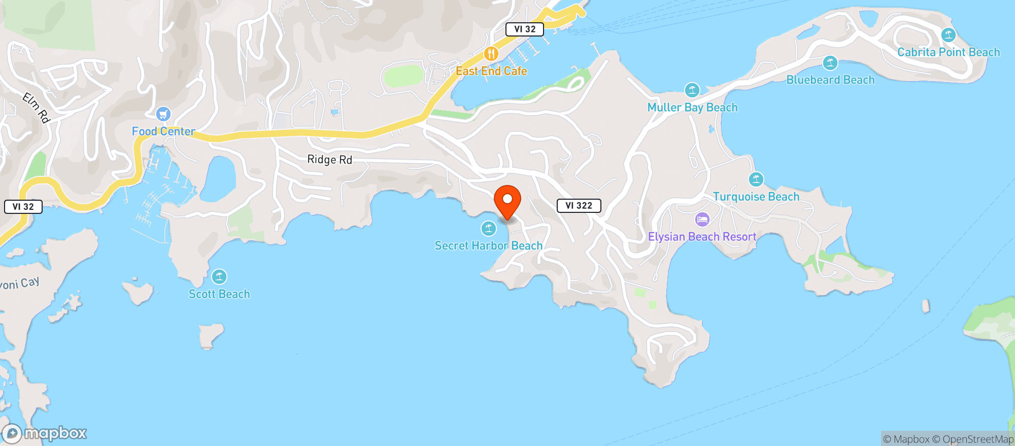 Map showing Sunset Grille @ Secret Harbour Beach Resort