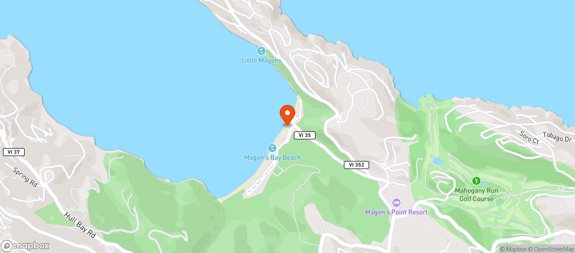 Map showing Magen's Bay Beach Bar & Cafe