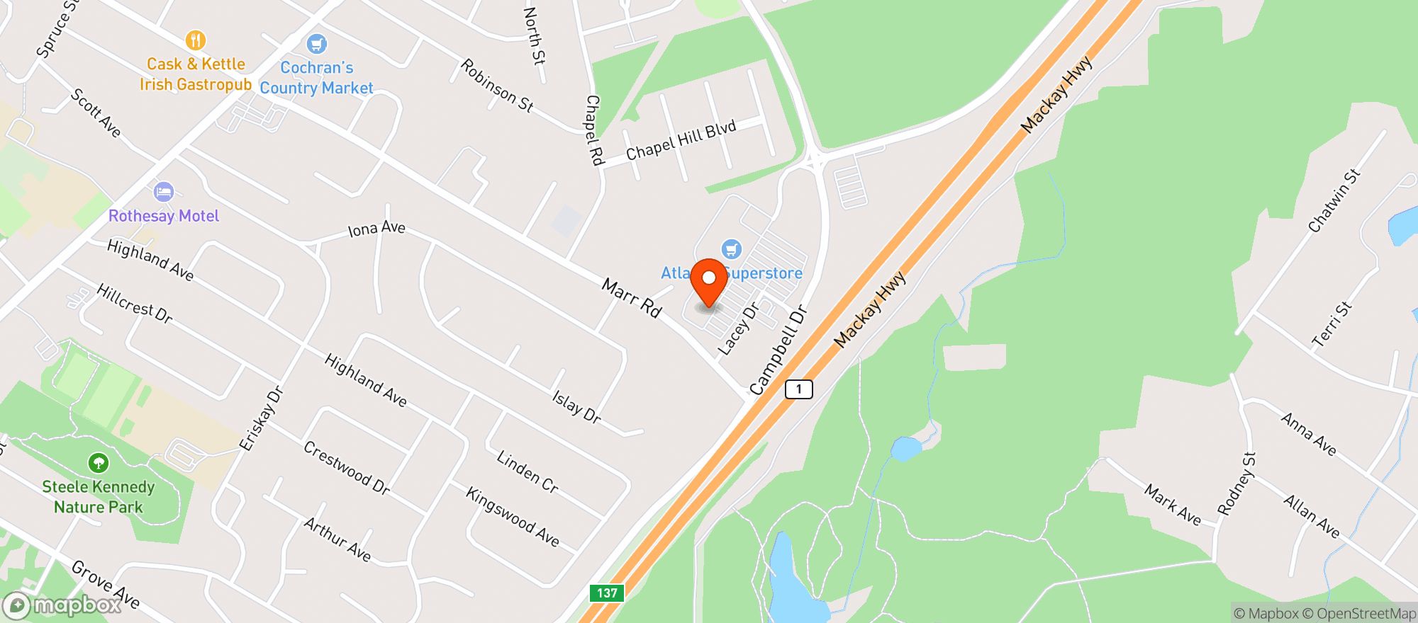 Map showing Staples