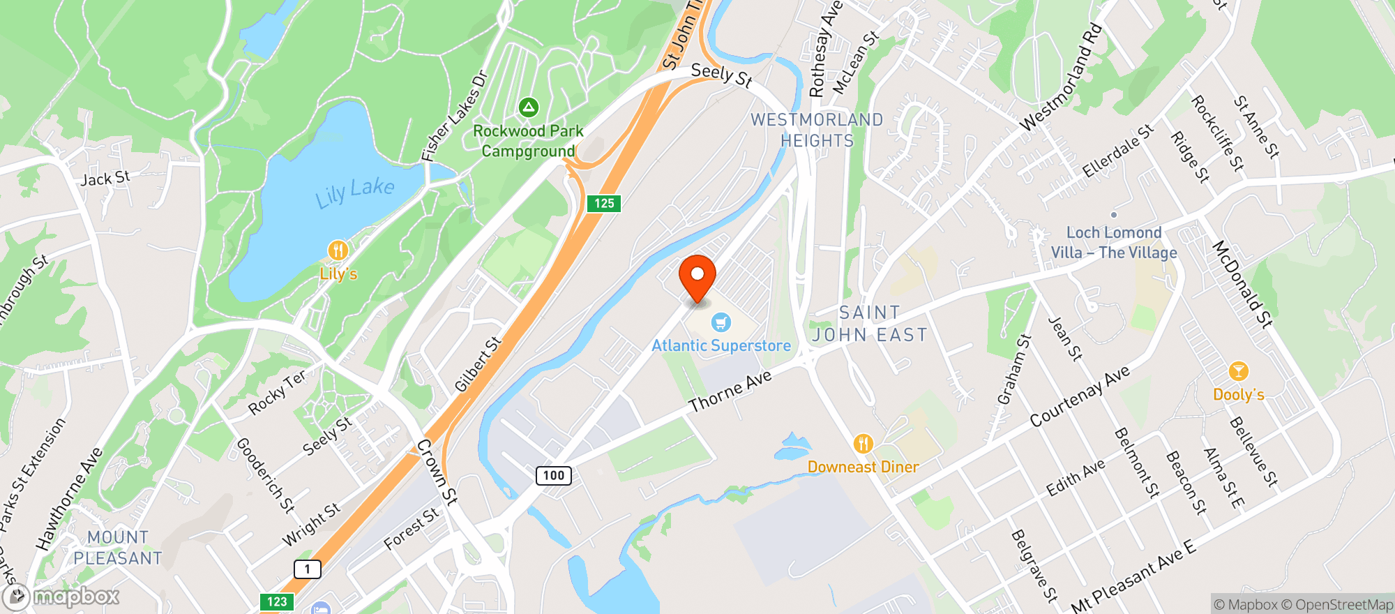 Map showing Atlantic Superstore