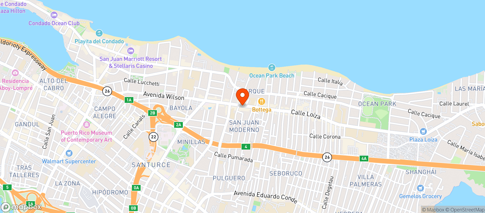 Map showing La Super Duper