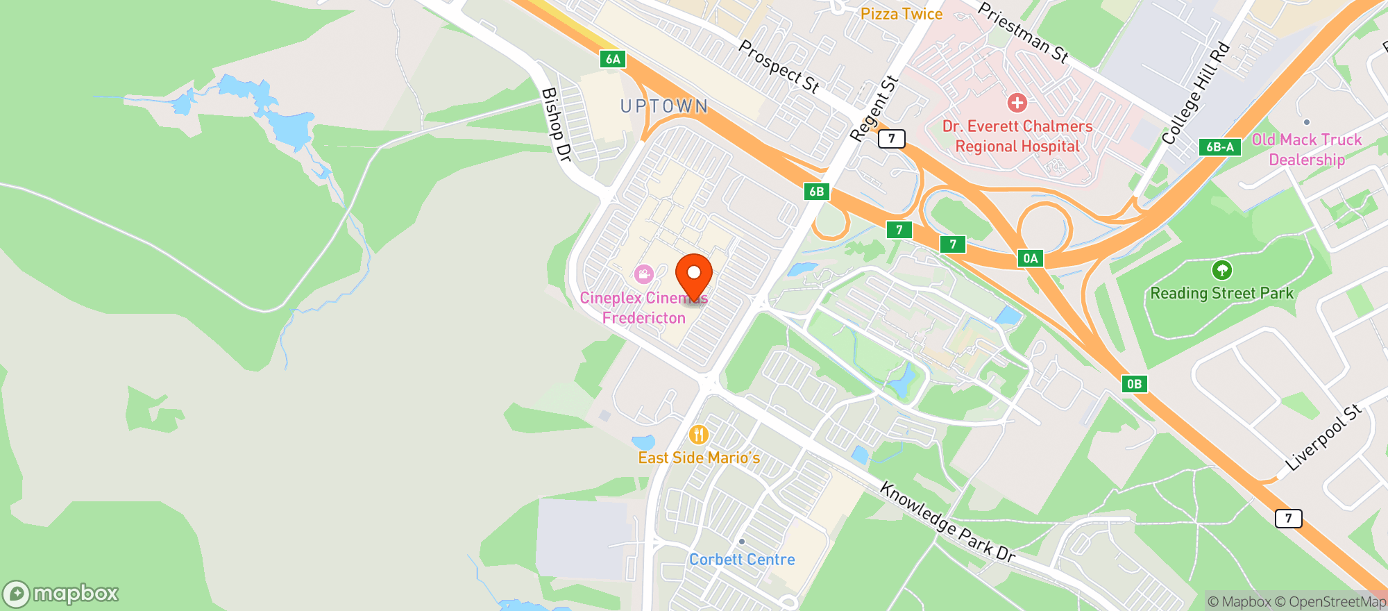 Map showing Walmart Fredericton New Brunswick