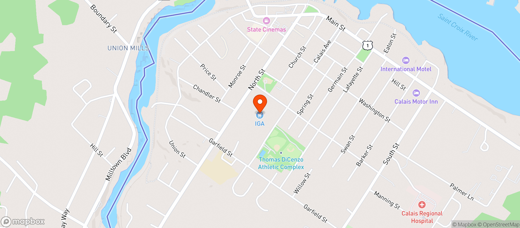 Map showing Calais IGA