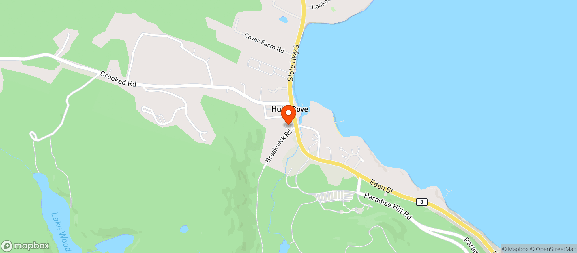 Map showing Hulls Cove General Store