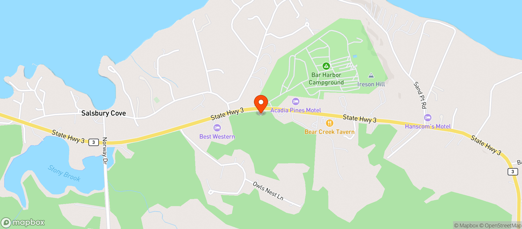 Map showing Bar Harbor Lobster Pound