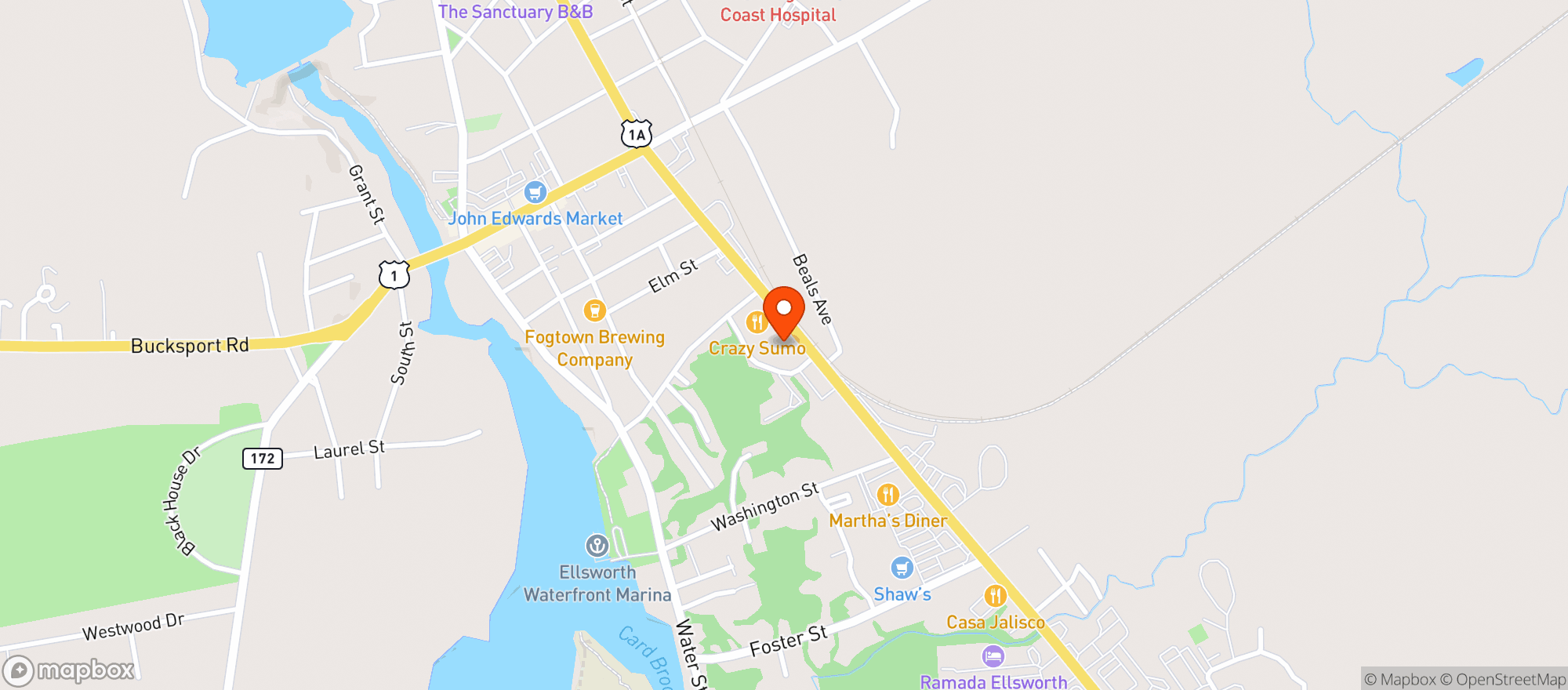 Map showing Circle K / Ellsworth