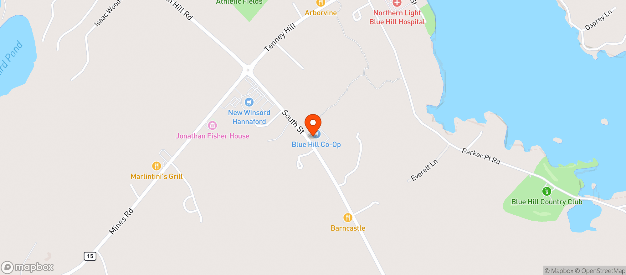 Map showing Blue Hill Co-op