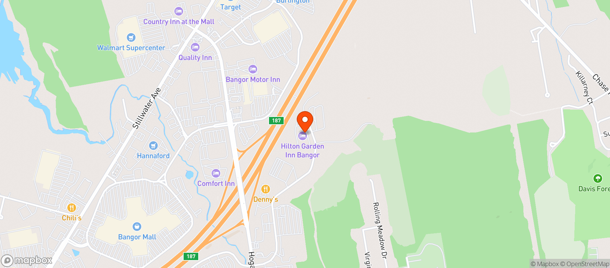 Map showing Hilton Garden Inn Bangor