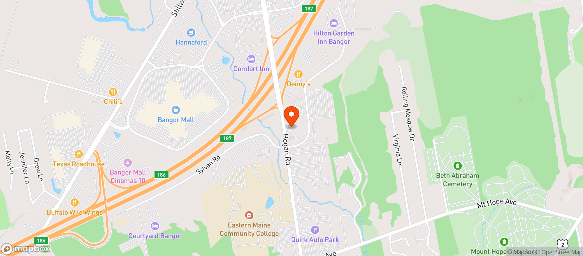 Map showing Hogan Road Conv & Deli