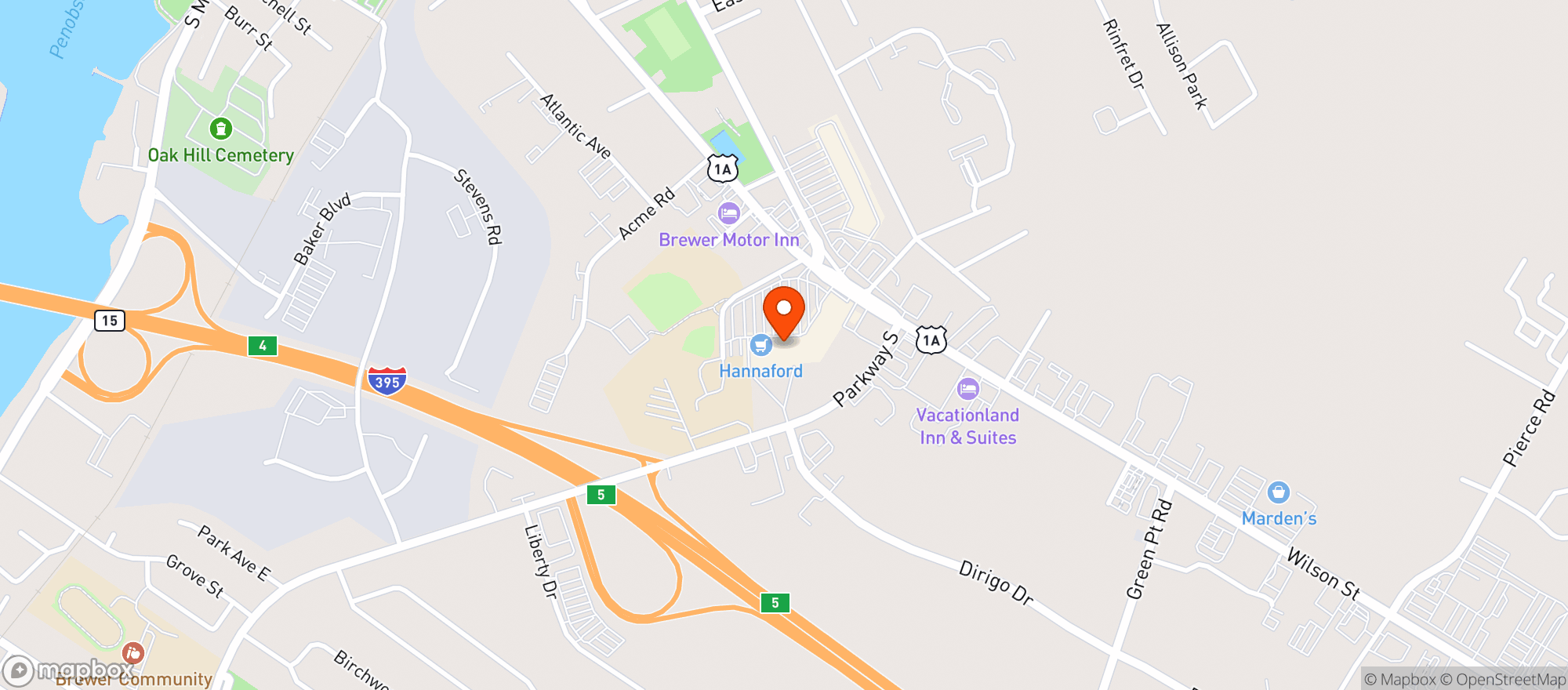 Map showing Hannaford