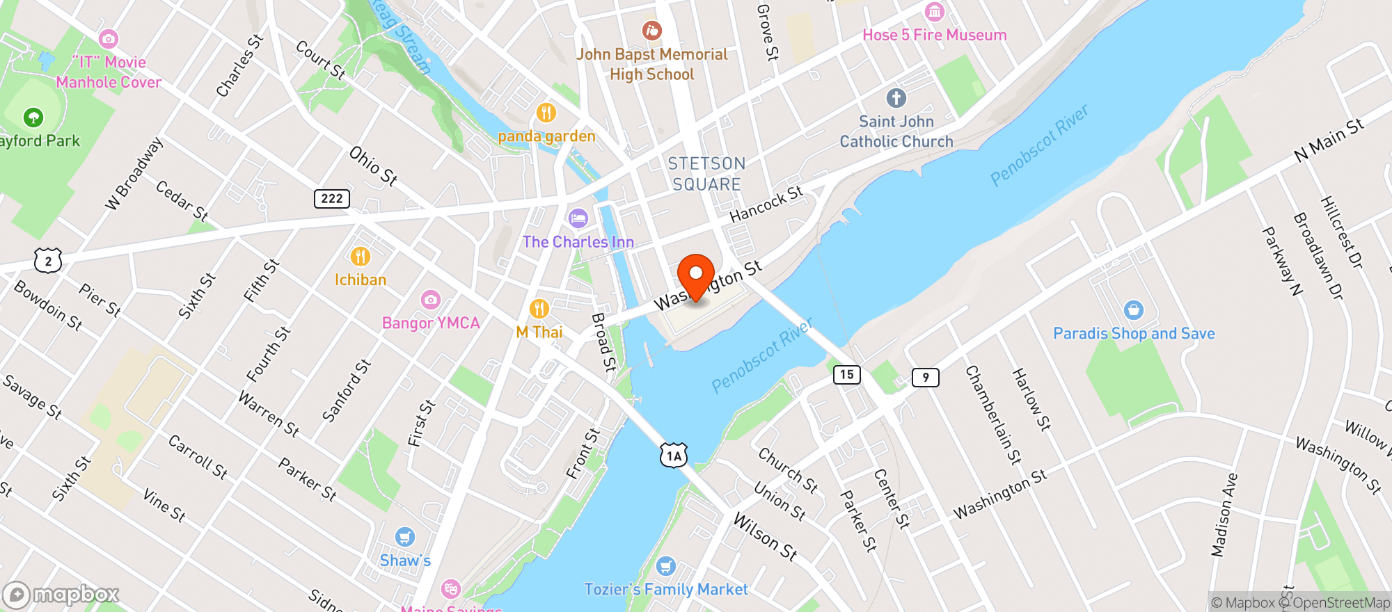 Map showing Heros Sports Grill