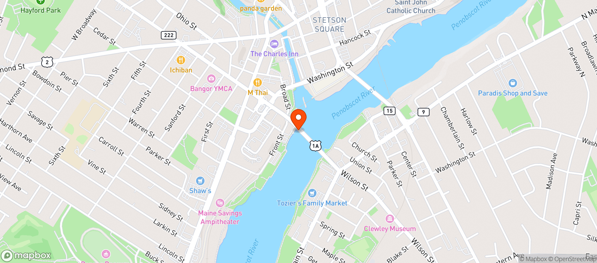 Map showing Sea Dog Ventures Bangor