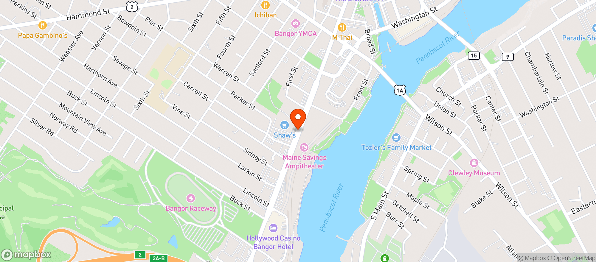 Map showing Shaws