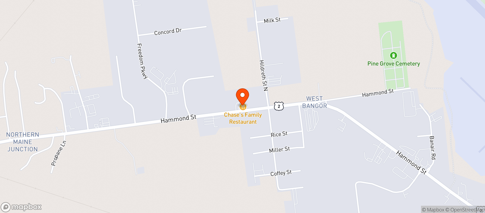 Map showing Chases Family Restaurant