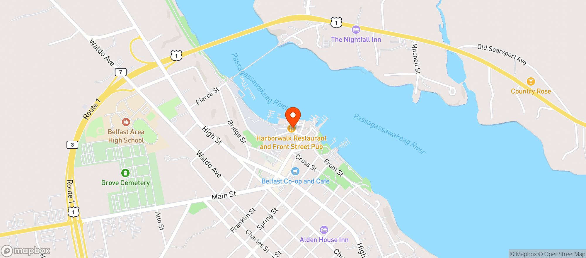 Map showing Front Street Pub