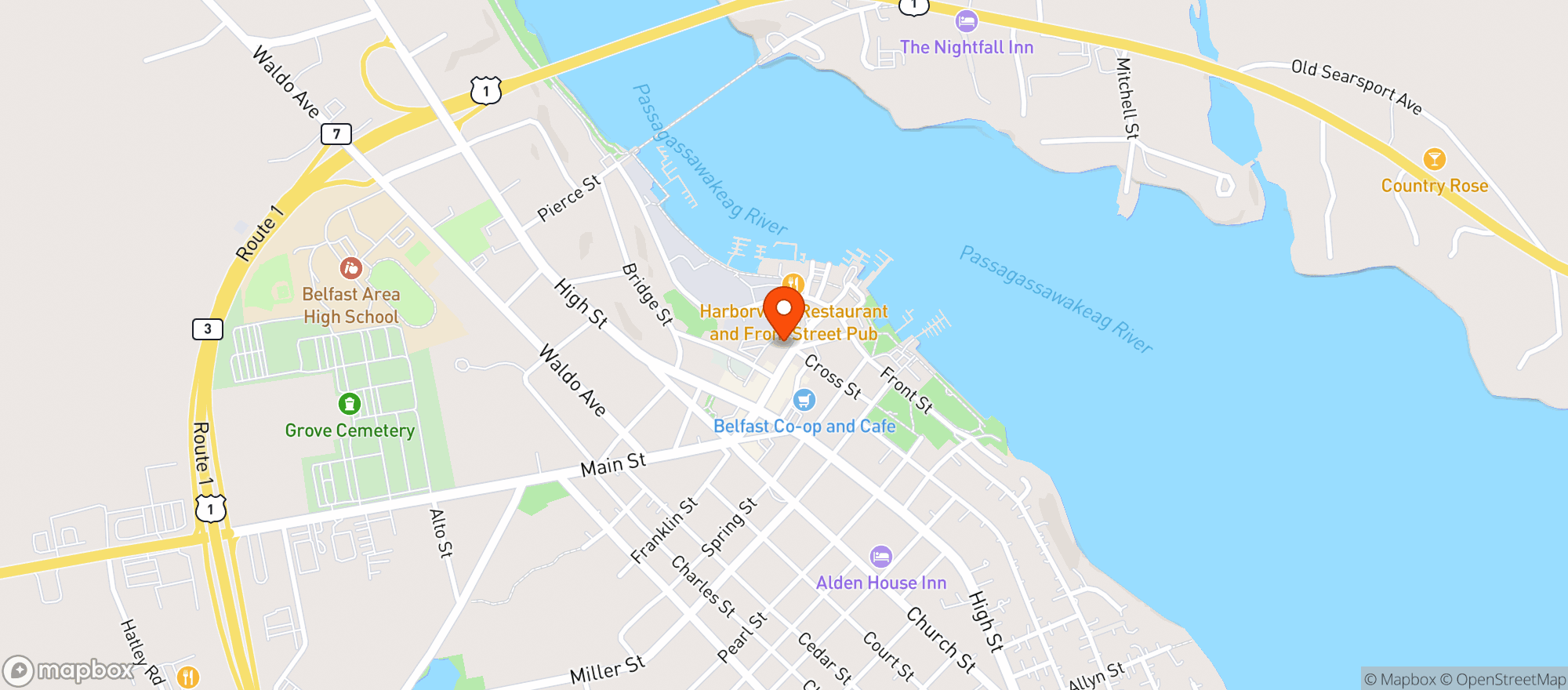 Map showing ROLLIES BAR & GRILL
