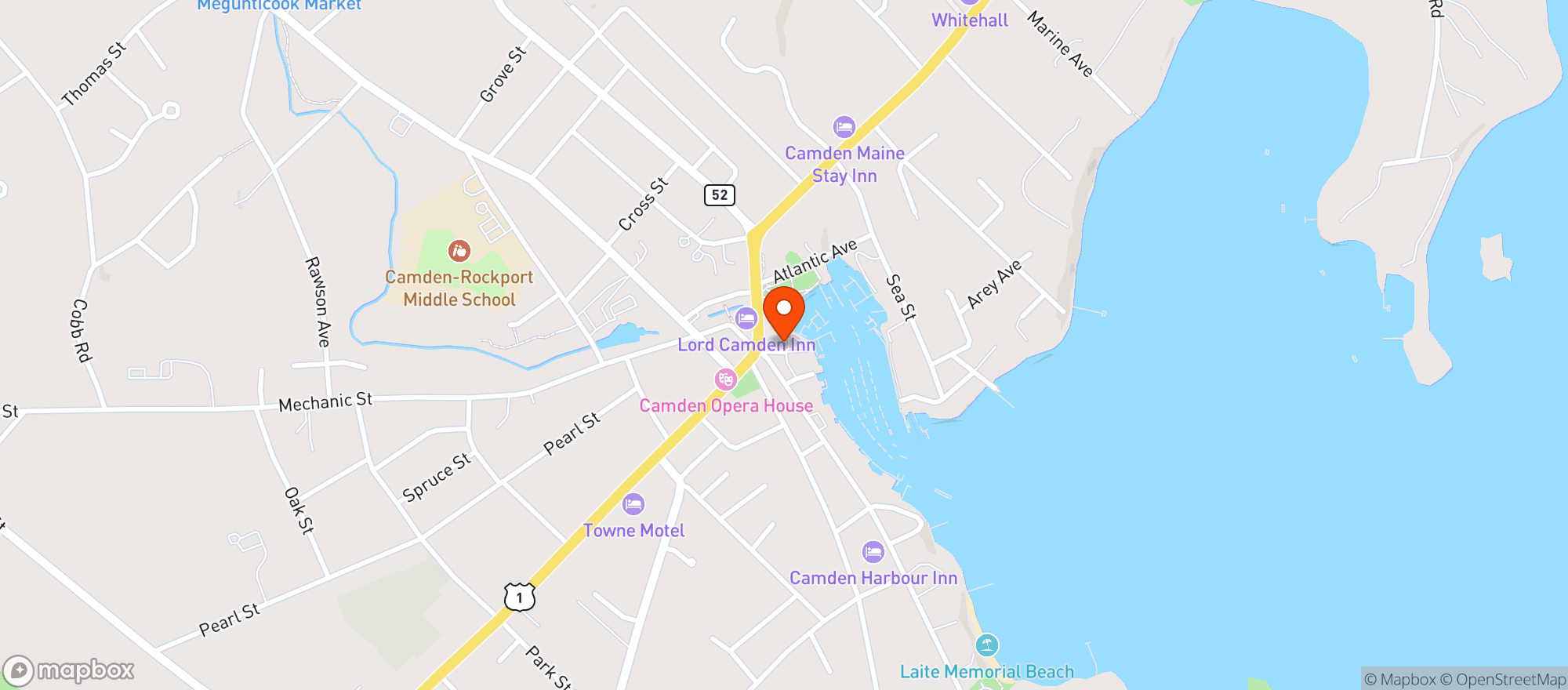 Map showing Sea Dog Brewpub Camden