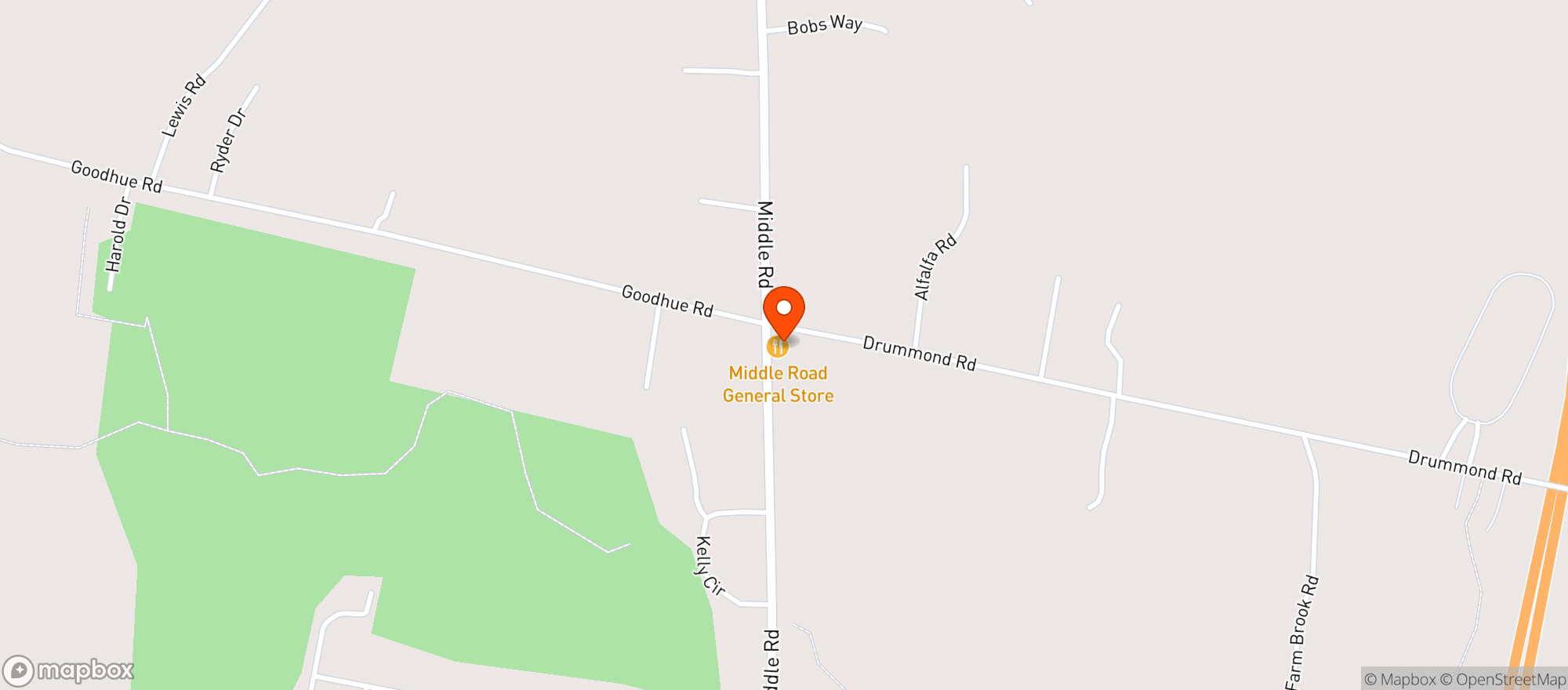 Map showing Middle Road General Store