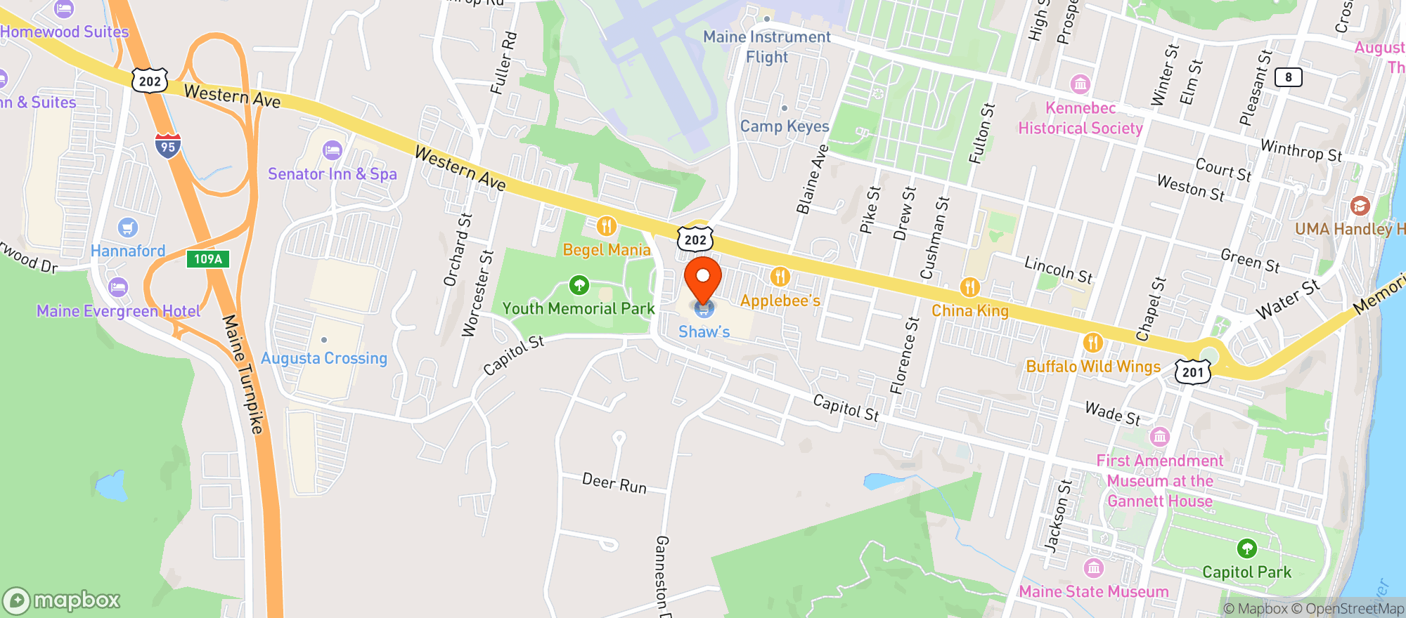 Map showing Shaws - 02552 - Augusta