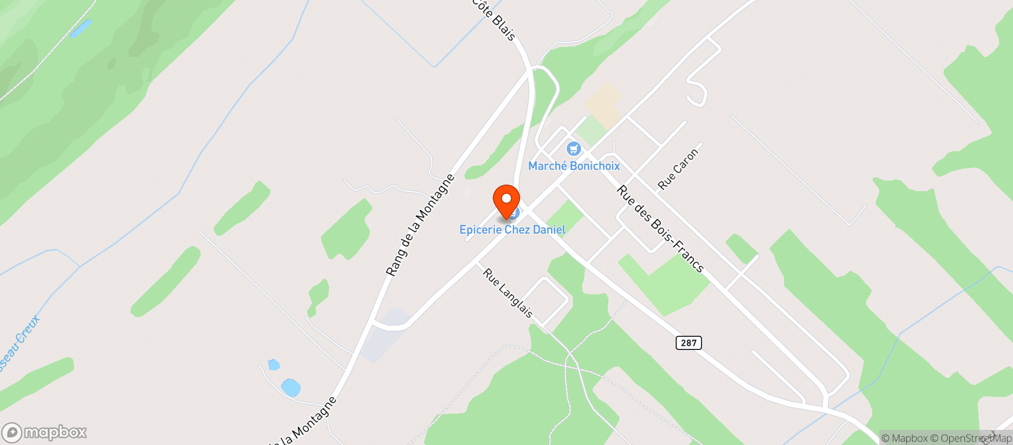 Map showing Épicerie Daniel Drapeau