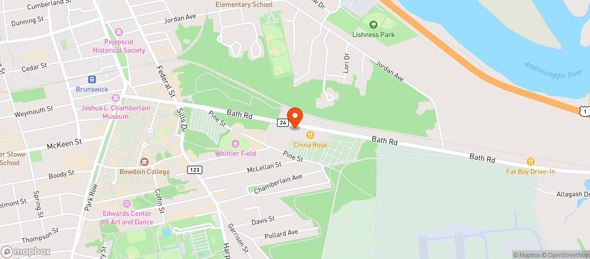 Map showing Black Pug Brewing Company