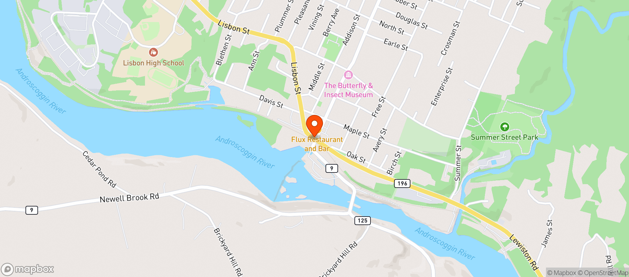 Map showing Franks Restaurant & Pub