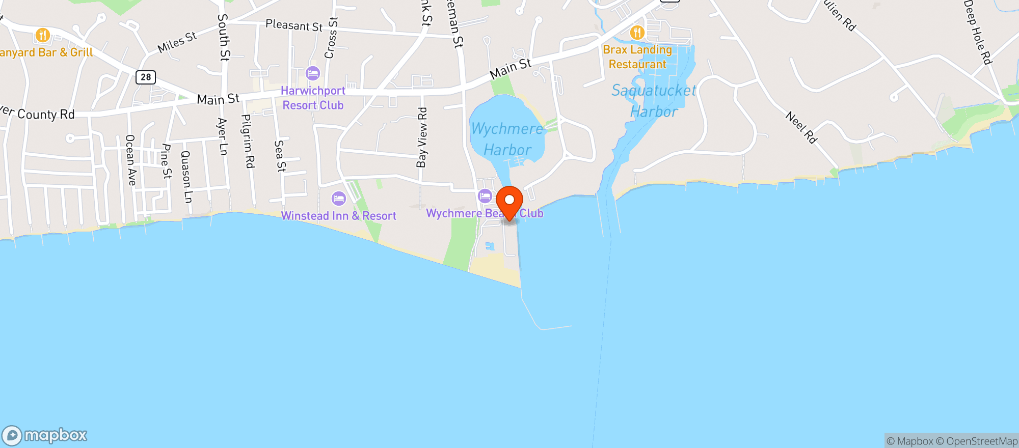 Map showing Wychmere Beach Club