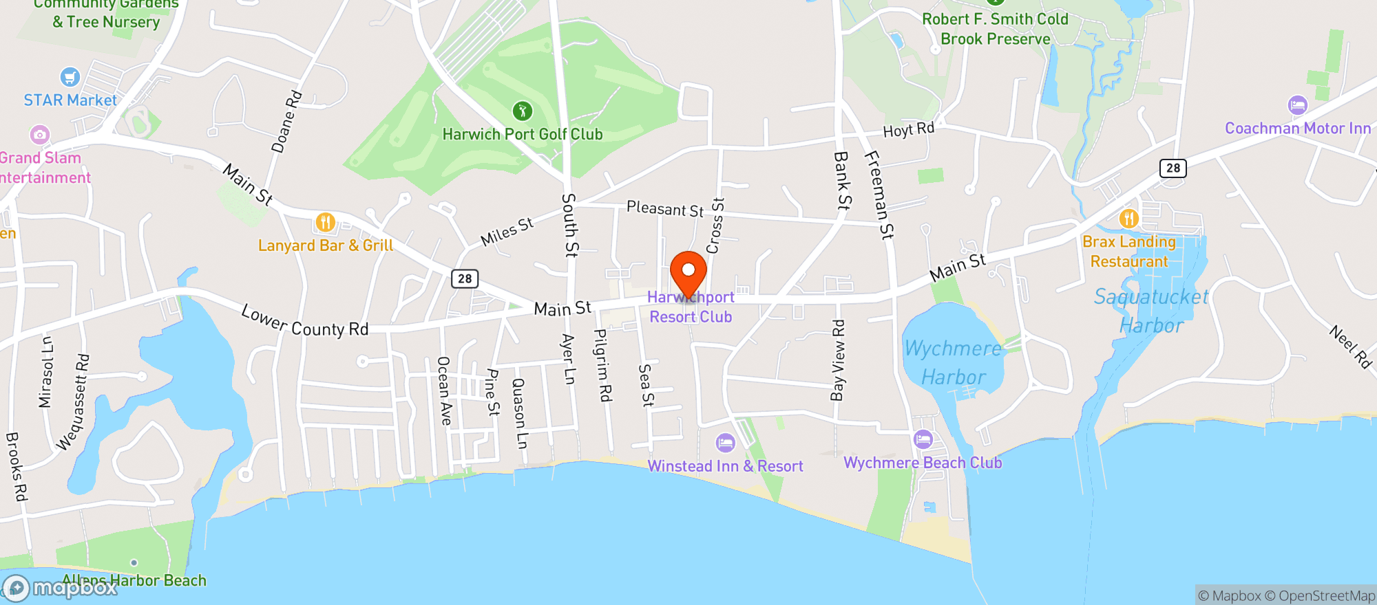 Map showing Cape Roots Market & Cafe