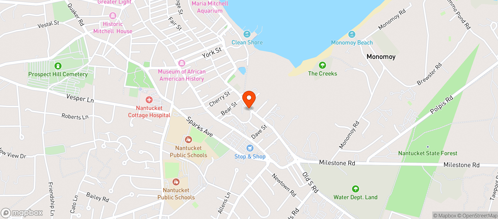 Map showing Hatch's Package Store