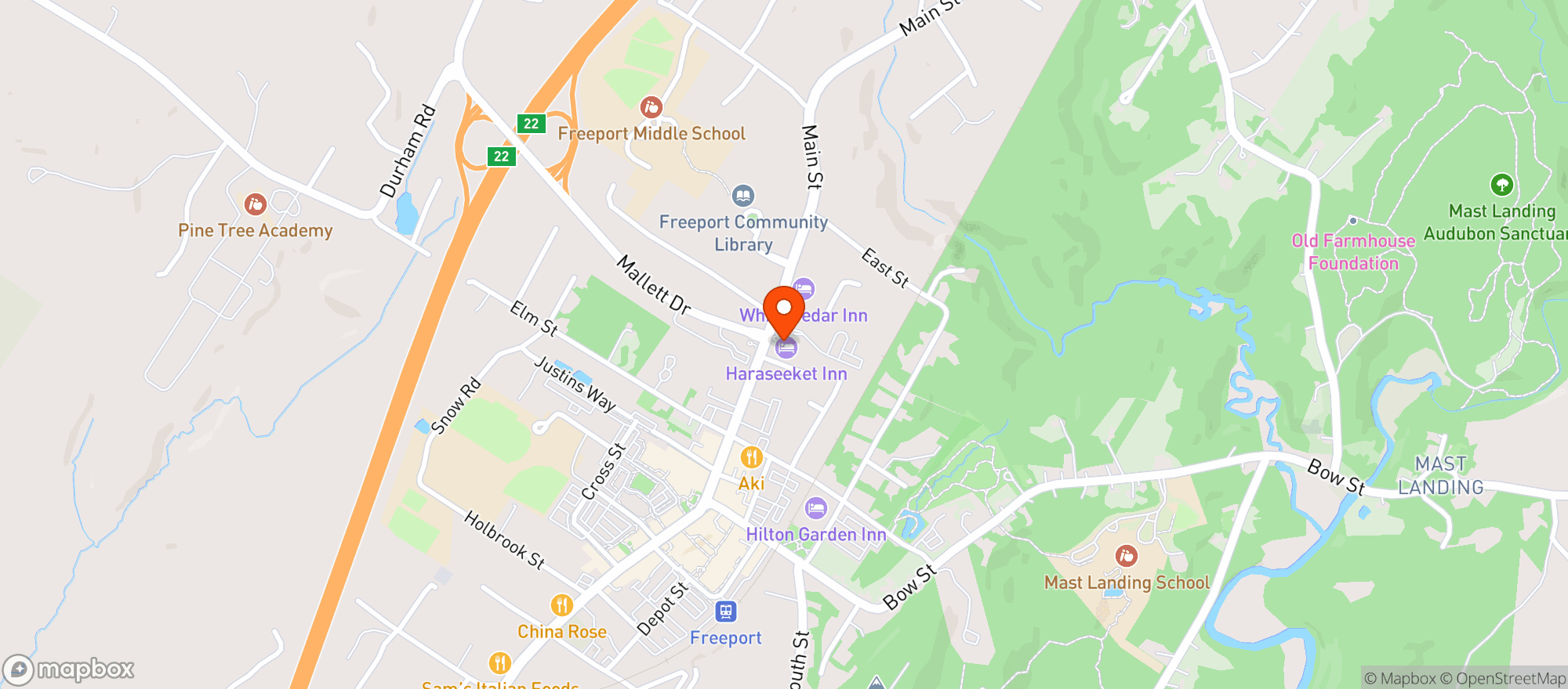 Map showing Harraseeket Inn